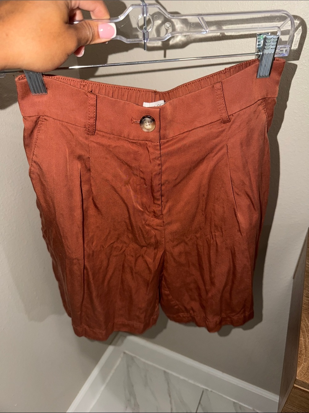 LOFT Rust High-Waist Bermuda Shorts